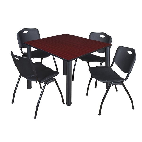 Square Tables > Breakroom Tables > Kee Square Table & Chair Sets, 48 W, 48 L, 29 H, Mahogany, KEE, Mfr# TB4848MHBPBK47BK